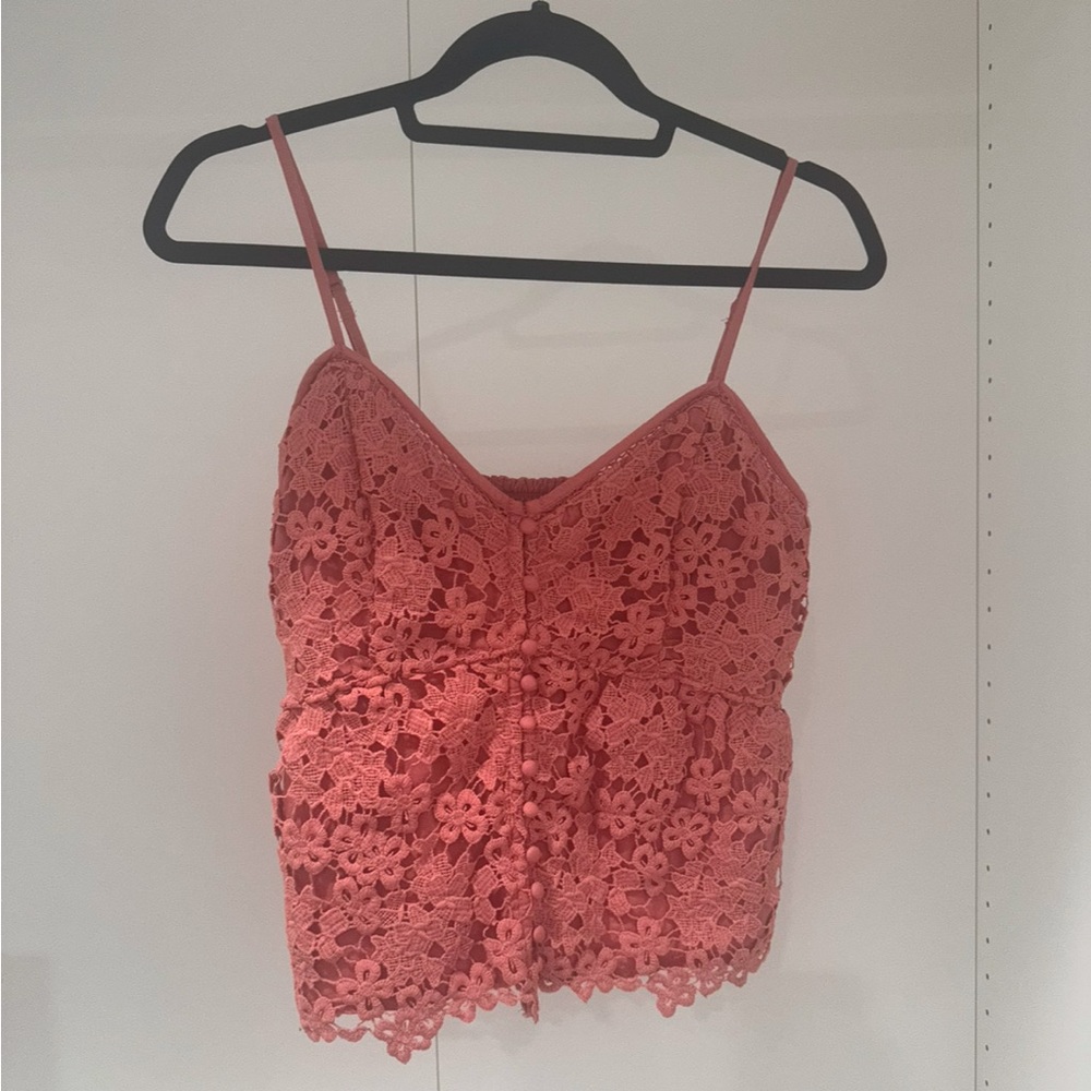 Elegant Coral Lace Women’s Top